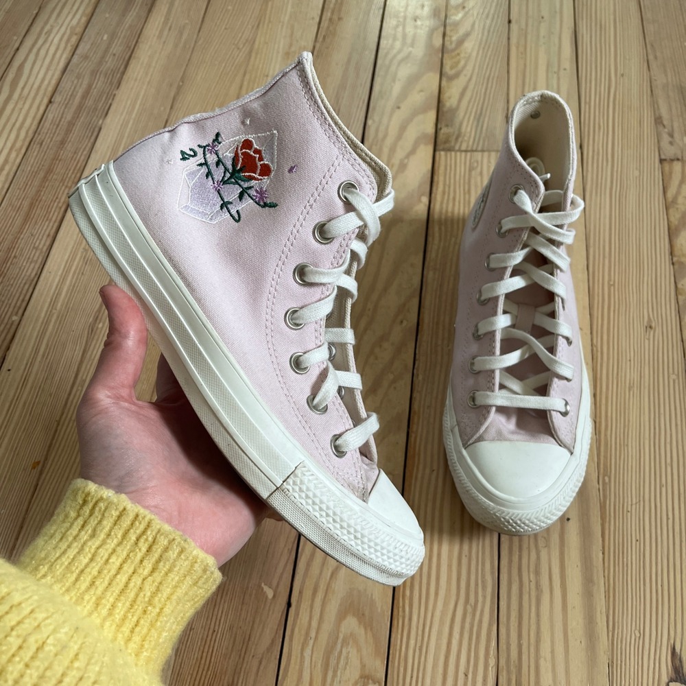 Converse Chuck Taylor All Star Amethyst Crystal Pink High Top Sneakers Rose sz 7